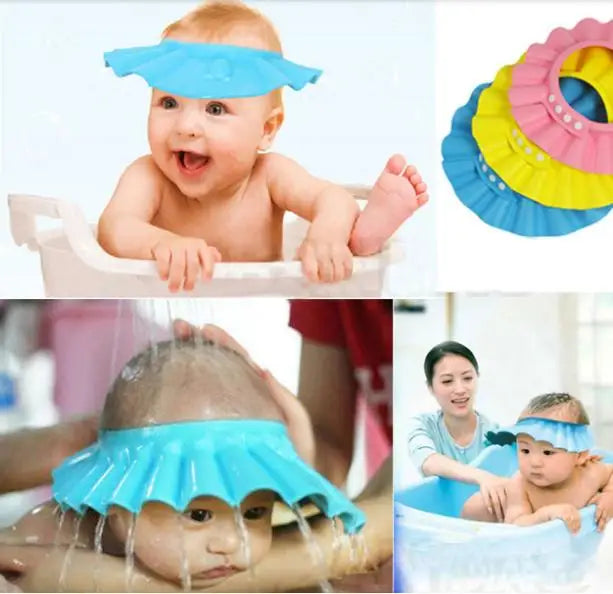 Adjustable Baby Shower Shampoo Cap - Waterproof Hair Wash Shield Hat for Kids Bath Time