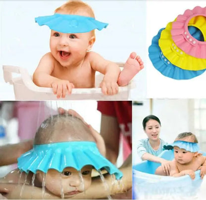 Adjustable Baby Shower Shampoo Cap - Waterproof Hair Wash Shield Hat for Kids Bath Time