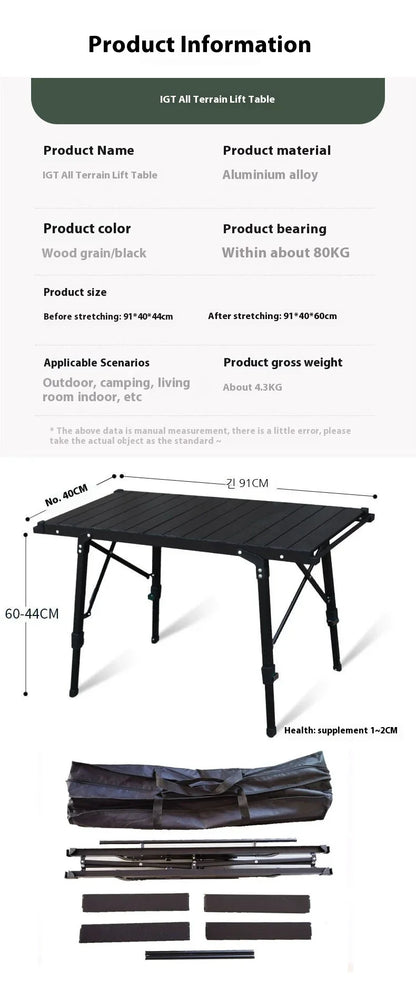 Lohascamping Folding IGT Table – Lightweight Adjustable Backpack Table for BBQ, Burner & Multifunctional Use