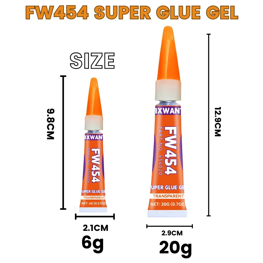 Super Glue Gel - Strong Quick-Dry Waterproof Adhesive for Metal, Plastic, Wood & Ceramic