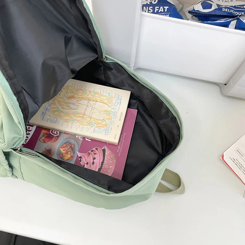 Simple Solid Color Casual Backpack | Lightweight Multifunctional Bag for School & Travel