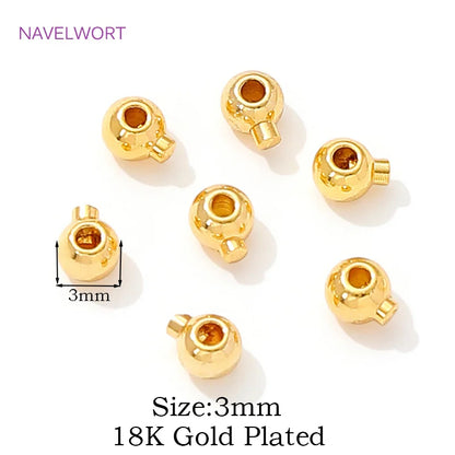 18K Gold Plated Round Crimp Beads — Brass Jewelry Making Supplies for DIY Bracelets & Accessories