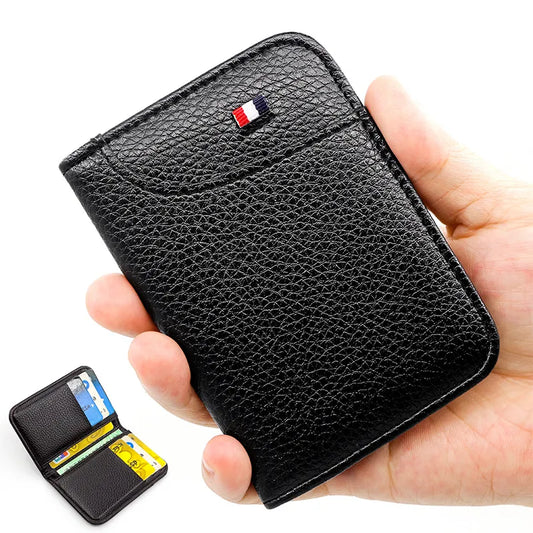 Ultra-Thin PU Leather Credit Card Wallet: Portable Slim Design for Men - Mini Purse Card Holder with Super Soft Feel