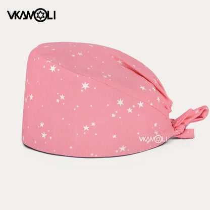 Cartoon Printed Clinical Scrub Caps – Surgery Hats for Men, Nurses & Pet Clinics