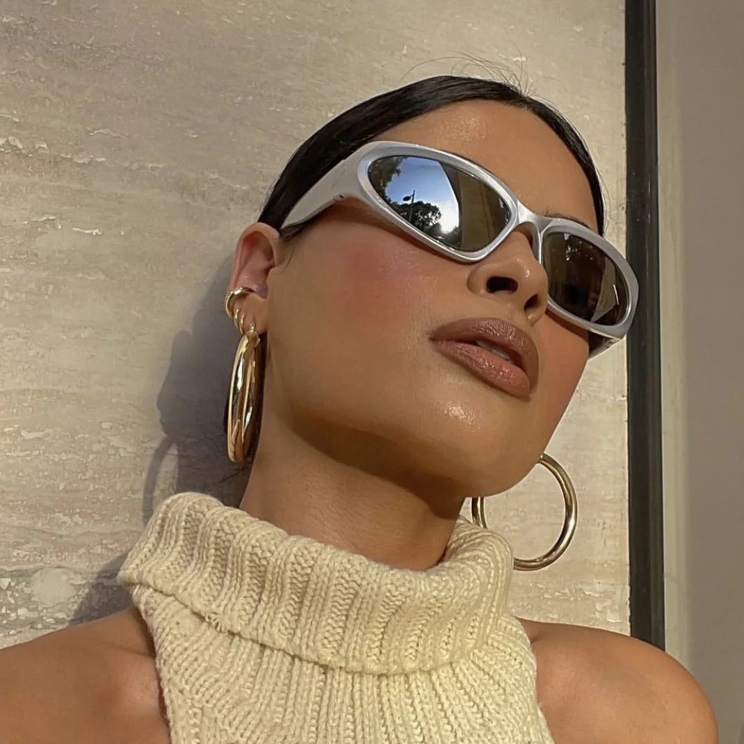 New Arrival Women’s and Men’s Punk Oval Sunglasses – Colorful Mirror Y2K Shades, Trendy Unique Sun Glasses