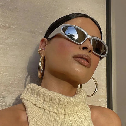 New Arrival Women’s and Men’s Punk Oval Sunglasses – Colorful Mirror Y2K Shades, Trendy Unique Sun Glasses