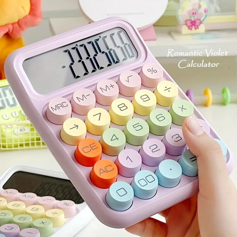 12-Digit Large LCD Desktop Calculator – Big Round Button Flexible Keyboard Calculator for Office, School & Everyday Use