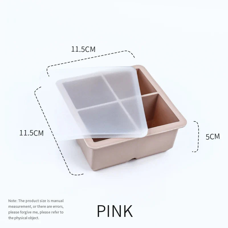 Silicone Large Ice Cube Molds – 2-Inch Big Ice Trays with Removable Lid, BPA-Free, Flexible & Stackable