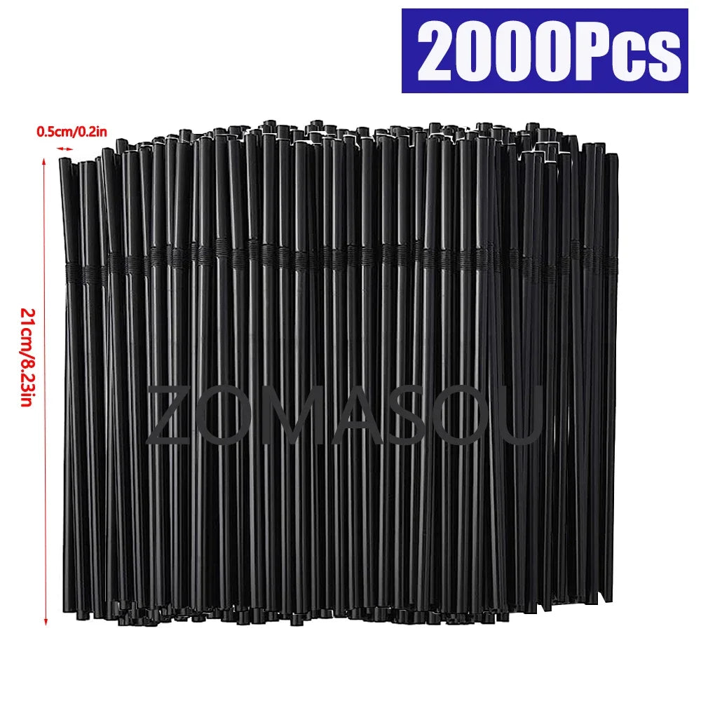 50–3000Pcs Multicolor Drinking Straws – Disposable Beverage Straws for Milk Tea, Party, Wedding & Home Kitchen Use (Wholesale)