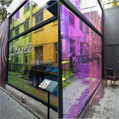 Multi-Size Colorful PET Rainbow Window Film: Chameleon Window Tint Iridescent Film - Self-Adhesive Stained Glass Film for Home Décor