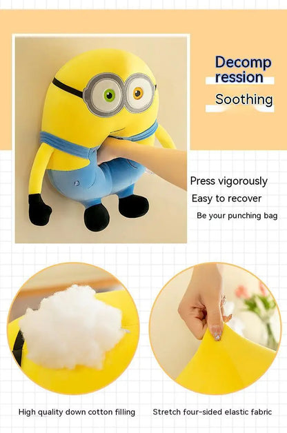 Cute Minions Plush Toy – Yellow Bob & Stuart Soft Dolls in Jeans, Perfect Christmas & Birthday Gift (1pcs)