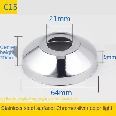 2Pcs Stainless Steel Faucet Decorative Cover – 1/2" & 3/4" Water Pipe Connector Heightening Valve Panel for Kitchen & Shower Faucet Accessories