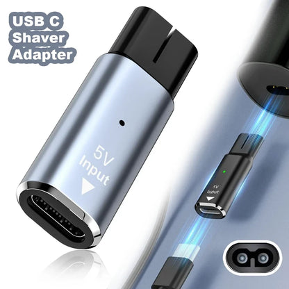 5V Type-C Shaver Adapter Charger Converter – Compatible with Philips OneBlade Shaver Models QP2724, QP2834, QP4530, QP1924 & QP1324 Power Charging Accessory