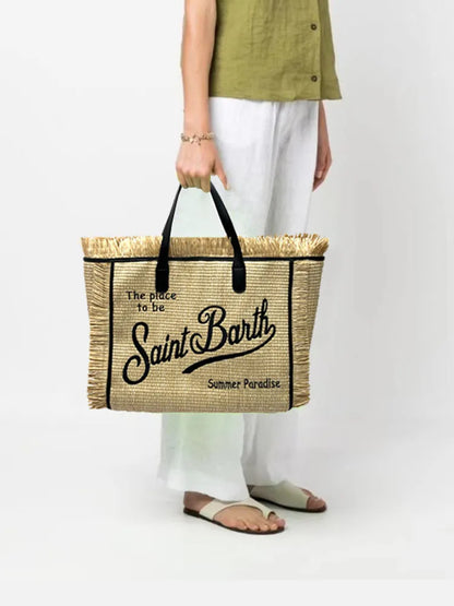 Ladies Straw Handbag — Light Luxury Tassel Handmade Large Capacity Casual Travel Fashion Bag