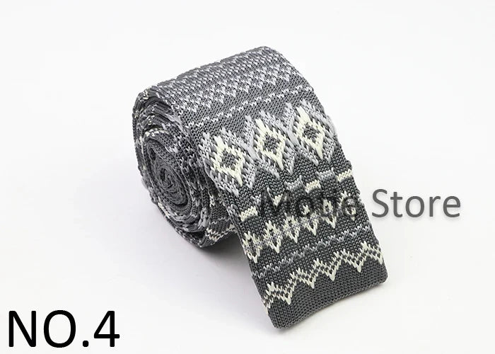 Classic Knit Neck Tie for Men — 6cm Plaid & Dots Casual Business Wedding Tie