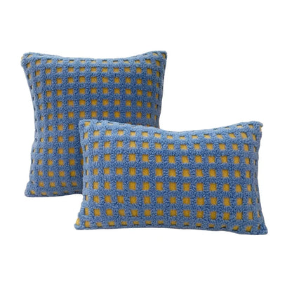 BUYNOW Plush Grid Pillowcase - Cute Decorative Sofa Cushion Cover for Living Room Home Decor