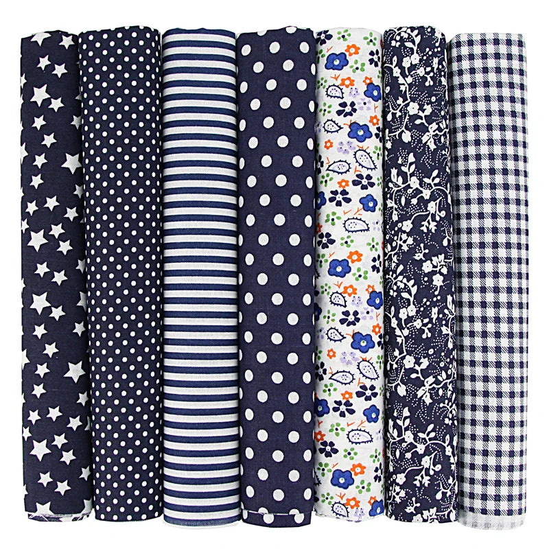 7-Piece 50x50cm Cotton Patchwork Fabric Set – Handmade Sewing Quilting Cloth for Needlework & DIY Crafts