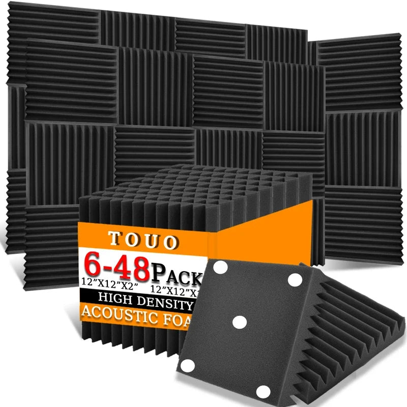 TOUO Acoustic Foam Panels - Sound Absorbing Wall Tiles for Studio Recording, Home Theater & Noise Reduction Treatment
