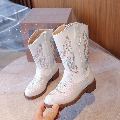 Children’s Western Embroidered Boots - Tall Fall & Winter Boots for Boys & Girls Ages 3–18