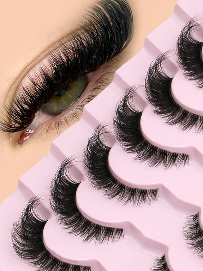 GROINNEYA Cat Eye False Eyelashes – Natural Long Clear Band Winged End Faux Mink Lashes for Eye-Enhancing Makeup