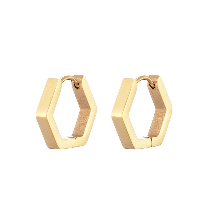 Classic Stainless Steel Hoop Earrings - Heart, Star, Oval & Geometric Punk Hip Hop Jewelry for Women & Men