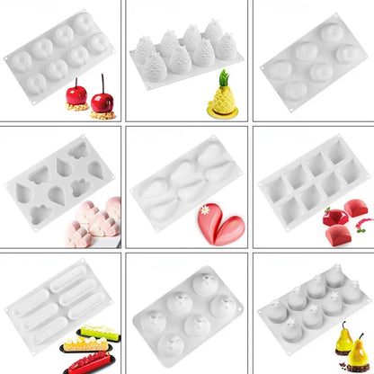 Fruit & Heart Silicone Cake Mold — Geometry Chocolate, Ice Cube, Biscuit & Jelly DIY Baking Set for Pudding & Birthday Gifts