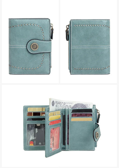 Fashionable Women’s Retro Short Wallet – PU Leather Multifunctional Handbag with Large Capacity, Multi-Card Slot & Coin Pocket