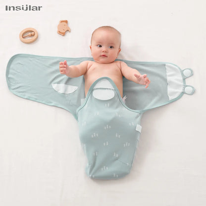 100% Cotton Newborn Swaddle Sleep Sack – Thick Infant Baby Wrap Cocoon Diaper Bag (INSULAR Summer)