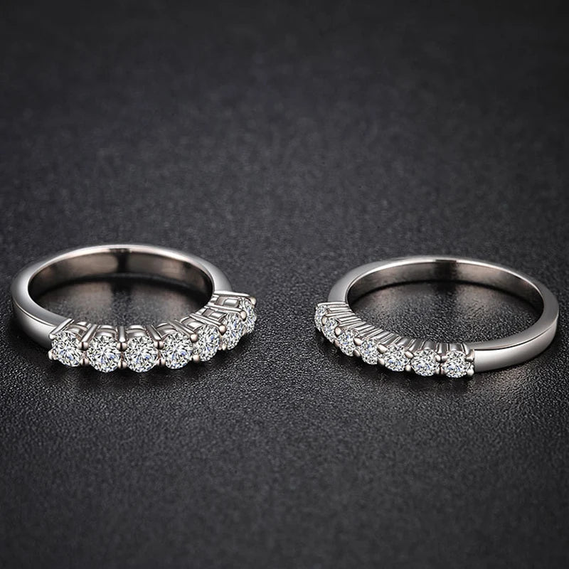 100% Pass Diamond Tester Pen & Moissanite Ring – Matching 925 Sterling Silver Wedding Band for Women