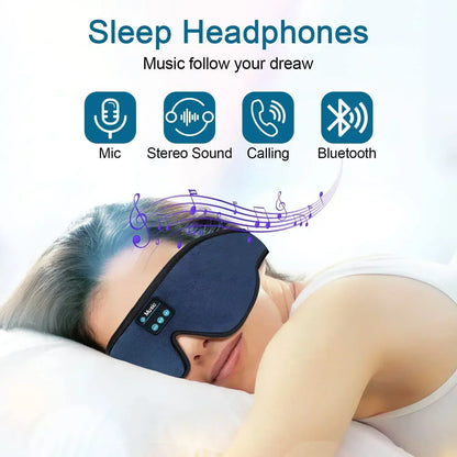 3D Bluetooth 5.0 Sleep Headphones - Wireless Headband with Breathable Music Eye Mask, Ideal for Side Sleepers and Gift-Giving
