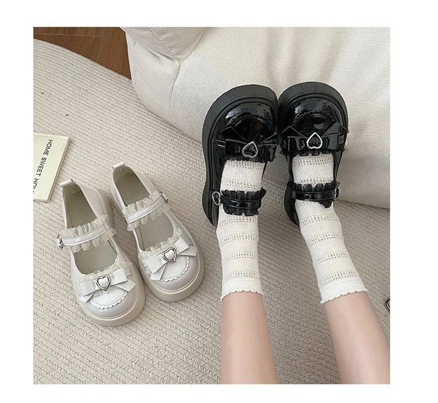 JK Lolita Platform Loafer Shoes - Y2K Kawaii School Girl Fashion Pumps
