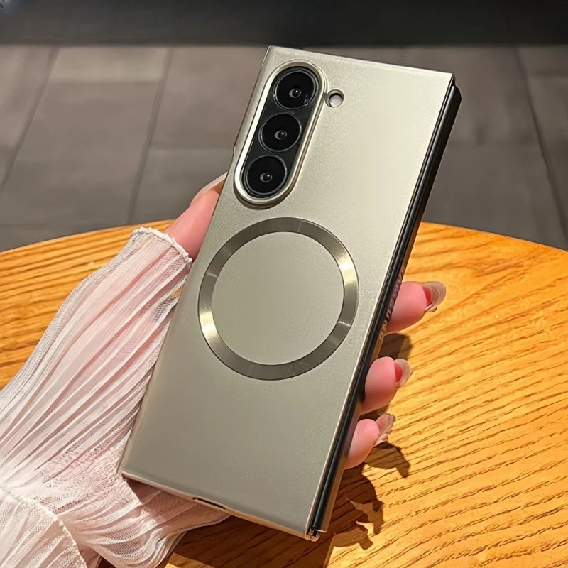 Ultra Thin Magnetic Matte Case for Samsung Galaxy Z Fold 7/6/5/4/3 - Slim Metal Plating MagSafe Wireless Charging Protective Cover