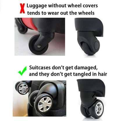8pcs Travel Luggage Wheel Covers | Silicone Casters Protection for Suitcase, Noise-Reducing