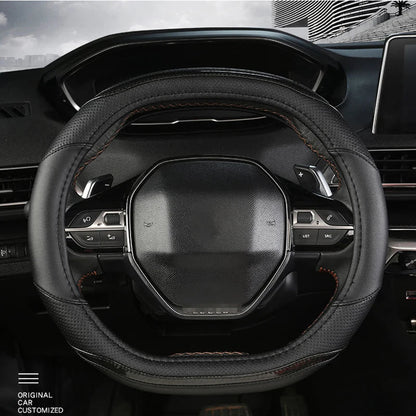 Peugeot 3008/4008/5008 Carbon Fiber & PU Leather Steering Wheel Cover — Auto Interior Accessory