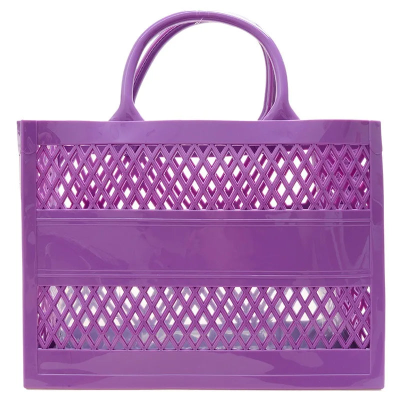 2025 Large Waterproof PVC Beach Tote Bag – Rubber Jelly Tote for Women, Travel, Picnic & Shopping Storage Handbag