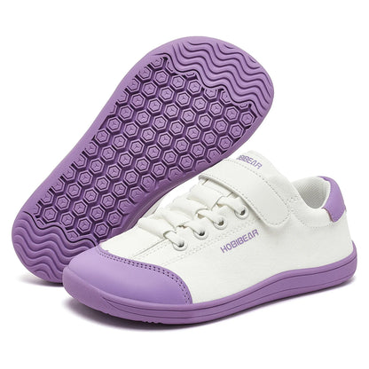 HOBIBEAR Kids Barefoot Shoes – Wide Toe Minimalist Sneakers for Boys & Girls, Lightweight Hook Loop, Artificial Leather & Fabric