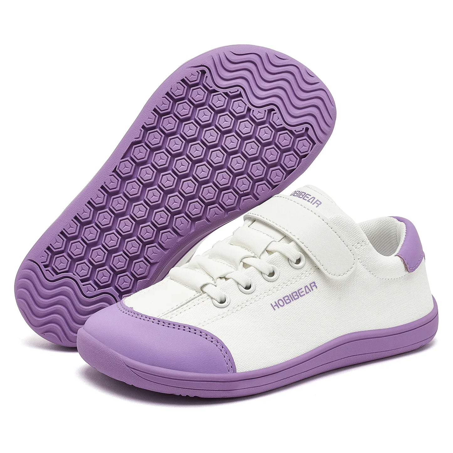HOBIBEAR Kids Barefoot Shoes – Wide Toe Minimalist Sneakers for Boys & Girls, Lightweight Hook Loop, Artificial Leather & Fabric