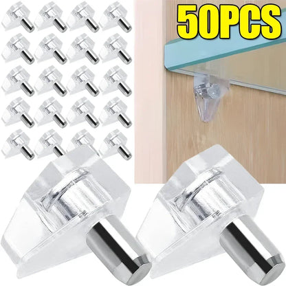 10/50PCS Plastic Shelf Support Pegs – Cabinet, Wardrobe & Glass Shelf Holder Pins for Furniture Brackets