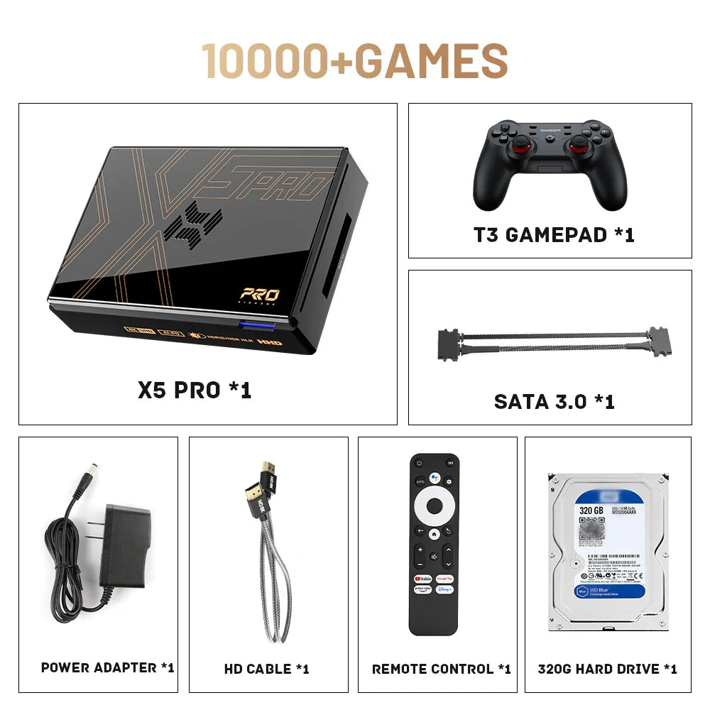 Kinhank Super Console X5 PRO – Retro Video Game Console with 16,000 Games, Plug & Play, PS2/WII/SS/DC/N64, Android 12 TV Box, 4TB