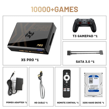 Kinhank Super Console X5 PRO – Retro Video Game Console with 16,000 Games, Plug & Play, PS2/WII/SS/DC/N64, Android 12 TV Box, 4TB