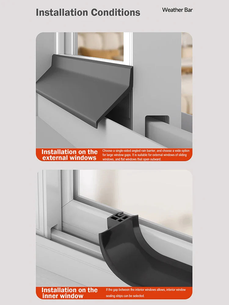 Aluminum Alloy Window Water Blocking Bar – Rain Flashing Board & Waterproof Sealing Strip for Home Windows