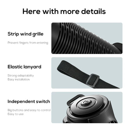 Vissko Portable Car Seat Fan – USB-Powered Headrest Cooling Air Fan with Adjustable Strap for Front & Rear Seats