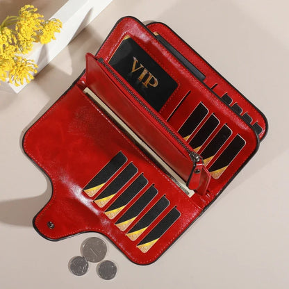 Men’s PU Leather Long Zipper Wallet – Business Card Holder & High-Quality Men’s Handbag Wallet