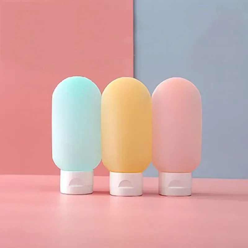 3/4 Pcs 60ml Travel Refillable Silicone Bottles - Empty Lotion, Shampoo & Cosmetic Squeeze Containers for Makeup