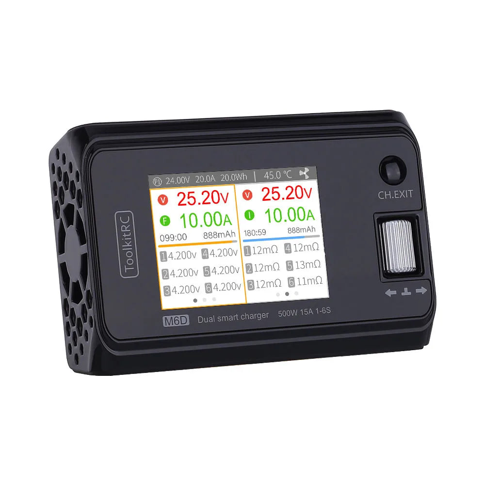 ToolkitRC M6D V3 500W 15A Dual Channel Smart Charger Discharger for 1-6S LiPo FPV Batteries