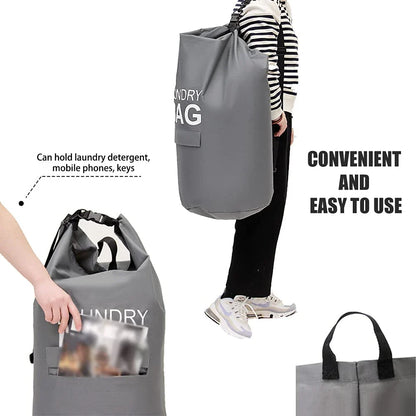 71L Laundry Backpack Hamper — Large Oxford Laundry Bag with Adjustable Shoulder Straps & Pocket