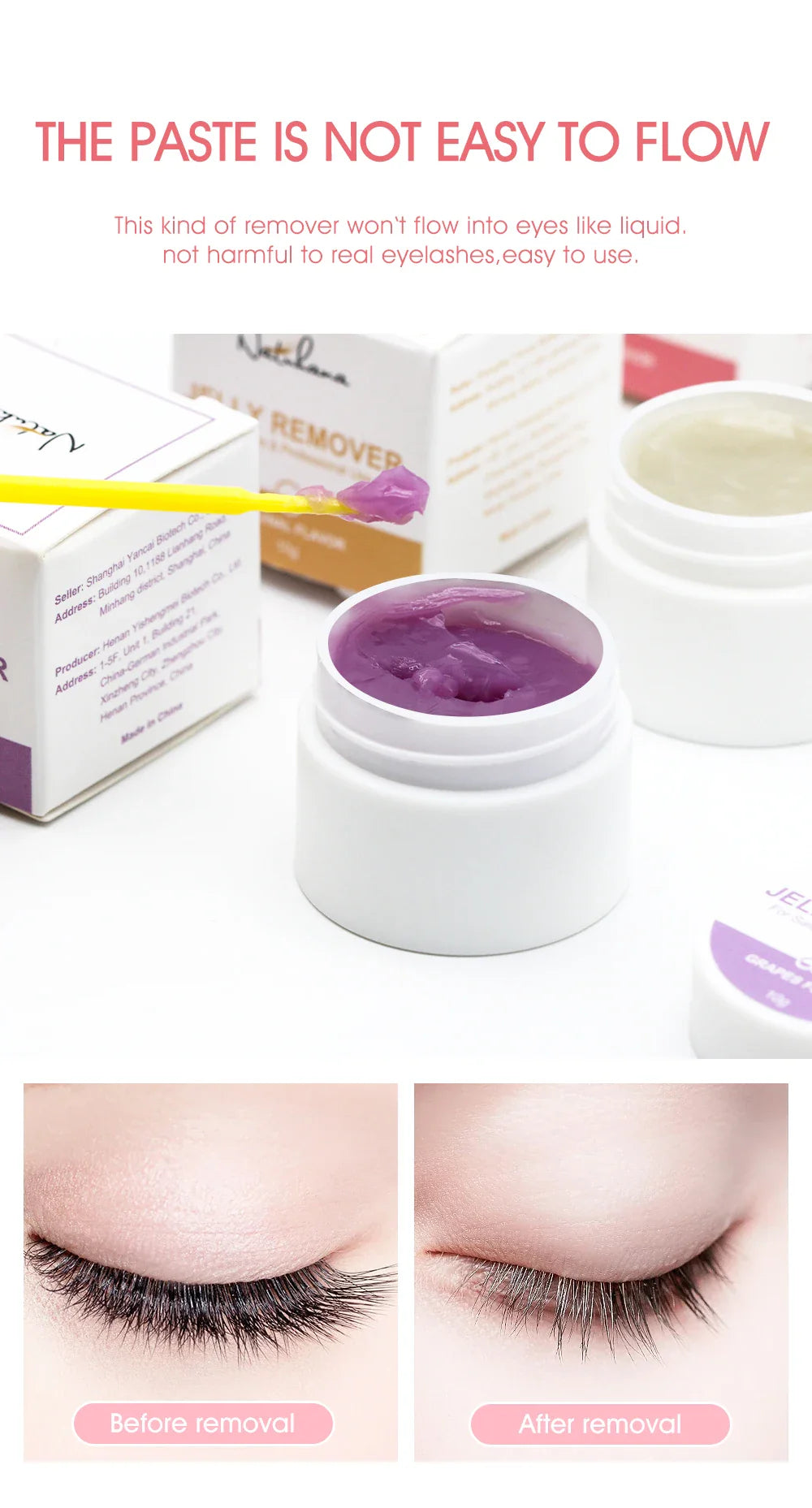 NATUHANA Eyelash Extension Jelly Remover – Fast, Safe, Non-Irritating Gel Glue Remover for Makeup