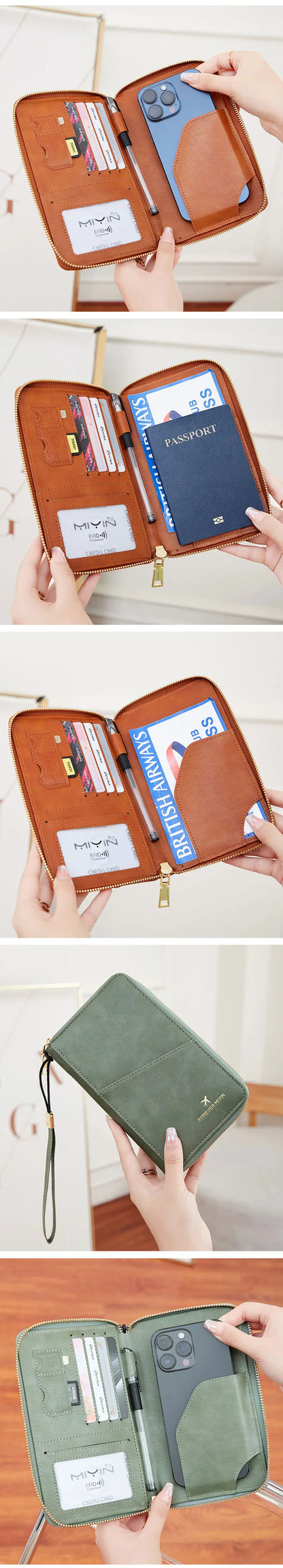 Fashionable RFID Passport Holder – PU Leather Front Pocket Wallet, Multifunctional Travel Accessories for Protection