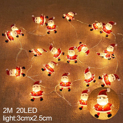 2M 20LED Santa Claus & Snowflake Light String – Christmas Decoration for Home, Xmas Tree, Kids Gift, and New Year 2025