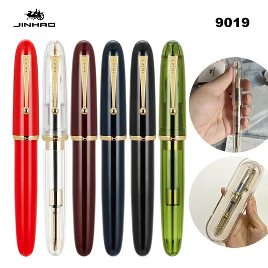 Luxury JinHao 9019 Dadao Fountain Pen – Transparent Acrylic Spin Design, 40mm Nib for Office & School Writing Supplies